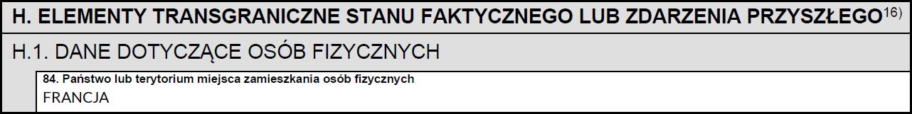 Elementy transgraniczne - dane dotyczące osób fizycznych
