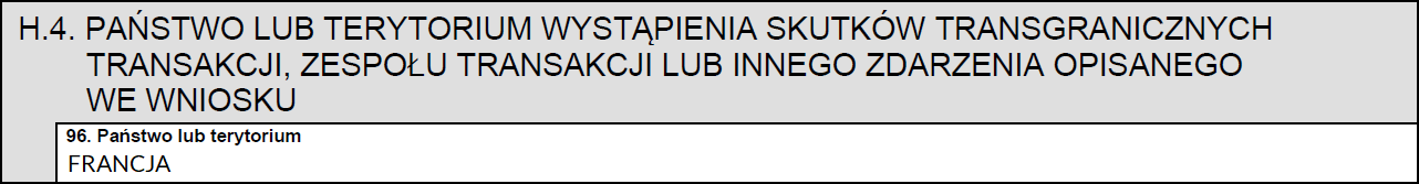 Państwo lub terytorium wystąpienia skutków transgranicznych transakcji