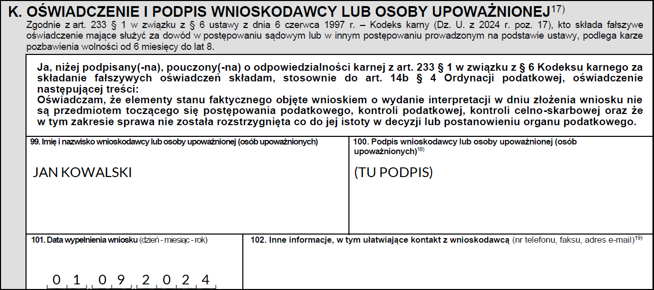 Oświadczenie i podpis wnioskodawcy lub osoby upoważnionej