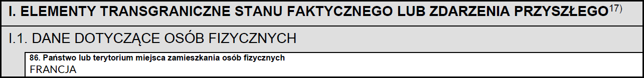 Elementy transgraniczne - dane dotyczące osób fizycznych