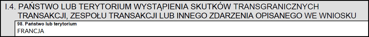 Państwo lub terytorium wystąpienia skutków transgranicznych transakcji