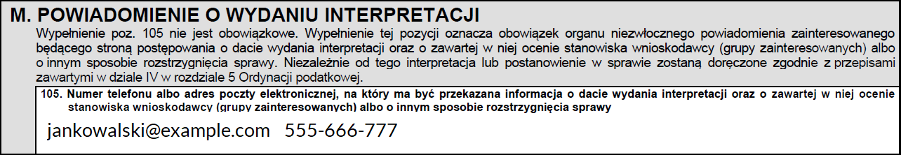 Powiadomienie o wydaniu interpretacji