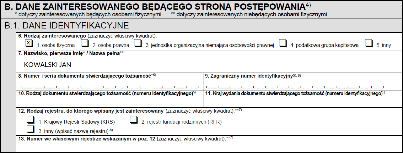 Dane zainteresowanego będącego stroną postępowania